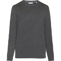 KnowledgeCotton Apparel Vagn Regular Bubble Knit Crew Neck Dark Grey Melange