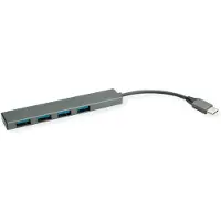 Roline 14.02.5052 USB-hubb 4 Port USB 3.2 Gen 1 USB 3.2 Gen1 5 GBit/s Grå 14.02.5052