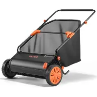 Vevor Push-grässopmaskin, 66 cm löv- och gräsuppsamlare med 7 kubikfot uppsamlare, justerbar borsthöjd och roterande borstar, kraftig gårdssopmaskin med gummihjul för löv- och gräsborttagning