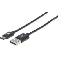 Manhattan USB-kabel USB 2.0 USB-A kontakt, USB-C-kontakt 3.00 m Svart 354936