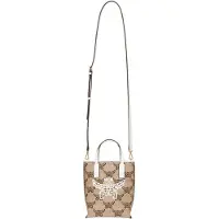 Mcm Himmel Dold Magnetisk Spänne Logotypsbroderi Tyg Mini Axelväska Toteväska Damväskor Beige MWRFSAC03IN001 Basic Set (Bag+Dust Bag)