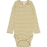 Petit Piao Body l/ä - Rib/Modal - PpSky - Mosstone Striped - - 68 - Body L/Ä