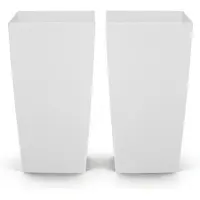 Vevor Höga krukor Set med 2, 750 mm Stora Koniska Utomhuskrukor för Utomhusväxter, Moderna Blomkrukor i Plast med Hjul, Innerkruka och Dräneringshål för Uteplats, Trädgård, Vit
