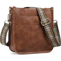 INF Snygg PU-väska för kvinnor: Crossbody axelväska Brown