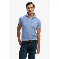 Superdry för män. M1110486A Polo Classic Bomull Linne blå (L), Casual, Kort ärm