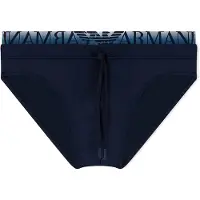 Emporio Armani för män. EM000582_AF20432 Slip-badbyxor med marinblått logotypband (XL), Strandkläder, Polyamid, Marino