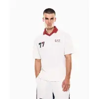 EA7 för män. 7M001416_AF13537 Polo Graphic Series vit (M), Casual, Deportivo, Polyester, Kort ärm