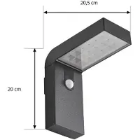 PRIOS Utomhus vägglampa med rörelsesensor Aurino , Svart, Aluminium / grå / zink