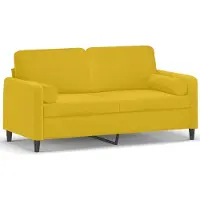 vidaXL 2-sitssoffa med prydnadskuddar gul 140 cm sammet