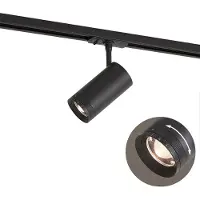 QAZQA Modern svart spotlight för 1-fas skensystem inkl. LED roterbar och lutbar - Iconic Zoom