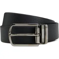 BOSS Reversible belt in structured and smooth Italian leather