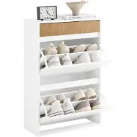 SoBuy Skoskåp smalt högt 61x26x91 cm vit