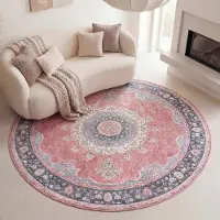 FRAAI Rund vintage matta | Lily Medaillon röd/rosa hos Volero | Ø 200 cm | Polyester | Medaljong | Rund | Plattvävd