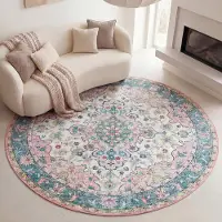 FRAAI Rund vintage matta | Lily Oriental blå/rosa hos Volero | Ø 120 cm | Polyester | | Rund | Plattvävd