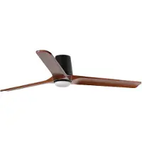 Faro LED-fläkt Heywood L, Ø132 cm, svart/träfärgad, DC, CCT dimbar, Mörkt trä, Vardagsrum / matsal, Trä, Modern
