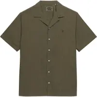 Superdry för män. M4011138A Cabana grönbrun skjorta (L), Casual, Bomull, Kort ärm