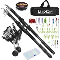 Lixada Ultralätt fiskespö och rulle kombinationer 2 delar teleskopisk fiskespö med snurrrulle kombinationssats -18