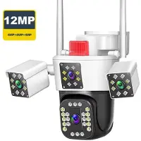 LS VISION Ny 6K 12MP WiFi-kamera utomhus 10X zoom Tre linser Tre skärmar PTZ-säkerhetskamera Automatisk spårning CCTV Videoövervakning IP-kameror 6K Camera