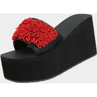 Uzurii Röd Korall Sandal Flip Flop Svart