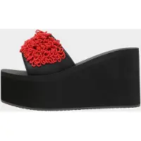 Uzurii Röd Korall Sandal Flip Flop Svart