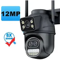 LS VISION 12MP 6K HD Extern WiFi IP-kamera Utomhus 8x zoom Tre linser Dubbelskärm Autospårning Säkerhetsskydd CCTV-övervakning iCSee App 12MP 6K Camera