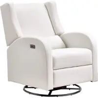 Vevor Electronic Power Recliner och Swivel Glider, 113,4 kg Vikt Kapacitet Swivel Glider Liggstol med justerbar vinkel, Polyester Surface Recliner Rocker för vardagsrum, sovrum, off White