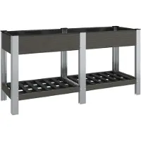 vidaXL Upphöjd trädgårdssäng med hylla Grå 150x50x75 cm WPC 362571