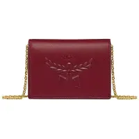 Mcm Framsida Logotyp Tryckknapp Stängning Läder Axelväska Liten Dam axelväska Vinröd MXSEAAC01XG001 Basic Set (Bag+Dust Bag)