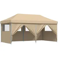 vidaXL Pop-Up hopfällbart partytält med 4 sidoväggar beige