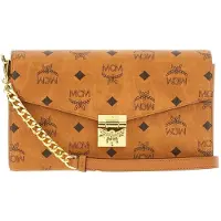 Mcm Tracy Tryckt Logotyp Guldmetall PU Kuvert Axelväska Damväskor Brun MWREAXT06CO001 Basic Set (Bag+Dust Bag)