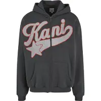 Karl kani Sweatjacka mörkgrå / röd / vit
