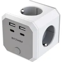 BlitzWolf Bw-ec2 8-i-1-strömkub 4xac/2 X Usb-a/2 X Usb-c