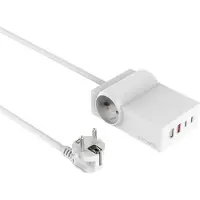 4smarts - Effektband - desk, GaN, 65W - AC 100-240 V - ingång: Typ F/E - utgångskontakter: 2 (2 x USB, 2 x USB-C, 2 x power Type F/E) - 1.5 m sladd - vit