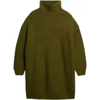 Superdry för kvinnor. W8011763A Chunky grön klänning (S), Casual, Akryl, Lång ärm