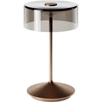 Sigor Numotion LED-uppladdningsbar bordslampa, brons, glas, IP54, dimbar Numotion,, Brun / mässing, Vardagsrum / matsal, Glas, Modern
