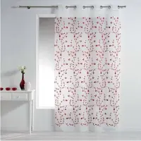 Douceur D`Interieur fönstergardin med öljetter PETIT FLEUR, 140 x 240 cm, vit-röd