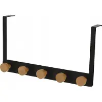 Storage solutions dörrhängd galge/knagerad svart metall, 5 trähandtag, 33,5 cm (Category: morelenet Hem & trädgård Inredning & dekoration Krokar Krokar)