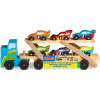 Melissa & Doug - Wooden Vehicles Car Carrier Mega Race Car