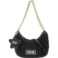 Versace Jeans Couture Stjärnprydd Plisserad Quiltad Polyuretan Handhållen Crossbody Axelväska Damväskor Svart 75VA4BO1ZS818899 Basic Set (Bag+Dust Bag)