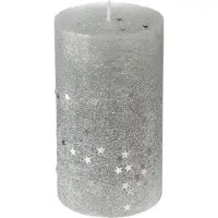 LIGHTS Fééric ljus & jul-ljusständare runda med stjärnor stl. L silver 12 cm