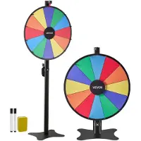 Vevor 610 mm snurrande prishjul, 12 platser med stativ, justerbar höjd för lycko-roulette med whiteboard och 2 markörer, 6 färger, enkel montering, för fest, pub, mässa, karneval