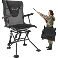 Vevor Jaktstol, 360° tyst vridbar, hopfällbar bärbar blindstol, kraftig stålram, markpall, med armstöd, justerbar bärrem, sänksäkra fötter, 136 kg kapacitet för fiske