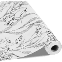 Vevor självhäftande tapet, 45 cm x 10 m, vitt streckmönster, botaniskt blommigt, vattentätt, självhäftande, lätt att rengöra, väggdekorativ vinylrulle för sovrum, kök, kontor, badrum