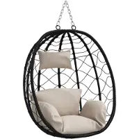 vidaXL Hängande äggstol Taupe 91,5 x 54,5 x 107 cm konstrotting