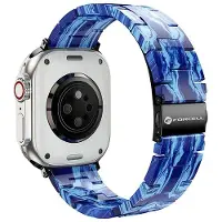Forcell F-DESIGN FA04 marbled resin strap for APPLE Watch 38 / 40 / 41 mm blue