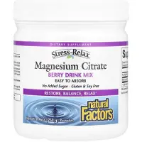 Natural Factors Stress-Relax, Magnesiumcitratpulver, Bärdrycksmix, 250G (8.8Oz)