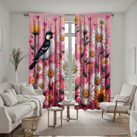 Household supplies MH 2 st HD skat-prästkragar dekorativ gardin Rosa knytband digitaltryckt gardin Heminredningsstil Dekorativt vardagsrum sovrum Ro W52H63inchW132H160cm