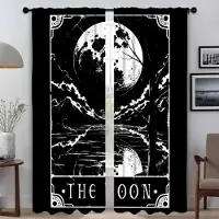 Household supplies MH Tyll för Sovrum Dödlig Tarot Solen Plåtskylt Gardiner för Vardagsrum Gardin Halloween Dekoration Avskärmning Persienner Kök W50xH70cmx2pcs-CL