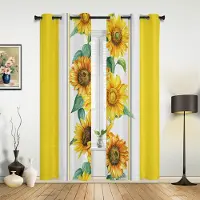 Household supplies MH Svamp Solros Blomma Växt Vintage Gardiner för Sovrum Vardagsrum Draperier Kök Barnrum Fönstergardin Heminredning 135W x 60H(cm) x1