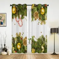 Household supplies MH Julrum Julgran Öppen spis Gardiner för Sovrum Vardagsrum Draperier Kök Barn Fönstergardin Heminredning 135W x 60H(cm) x1